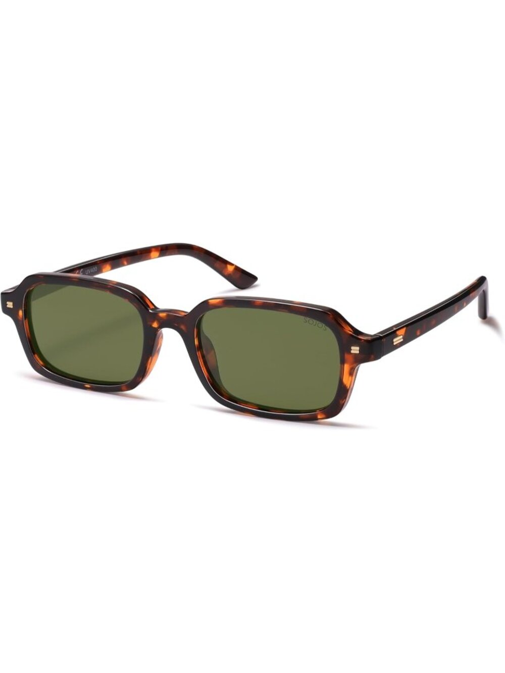 Women's Dark Green Retro Fashion Thin Slim Trendy Rectangle Polarized Sunglasses